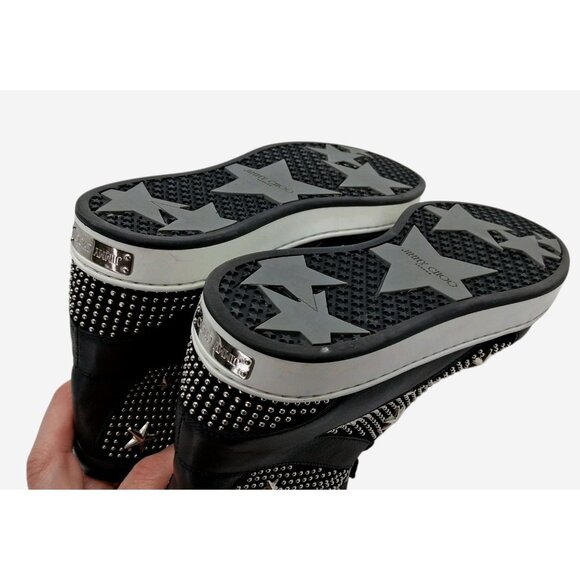 Jimmy Choo Shoes Womens EU 36 US 6 Black High Top Star Studded Made in Italy - Picture 7 of 14